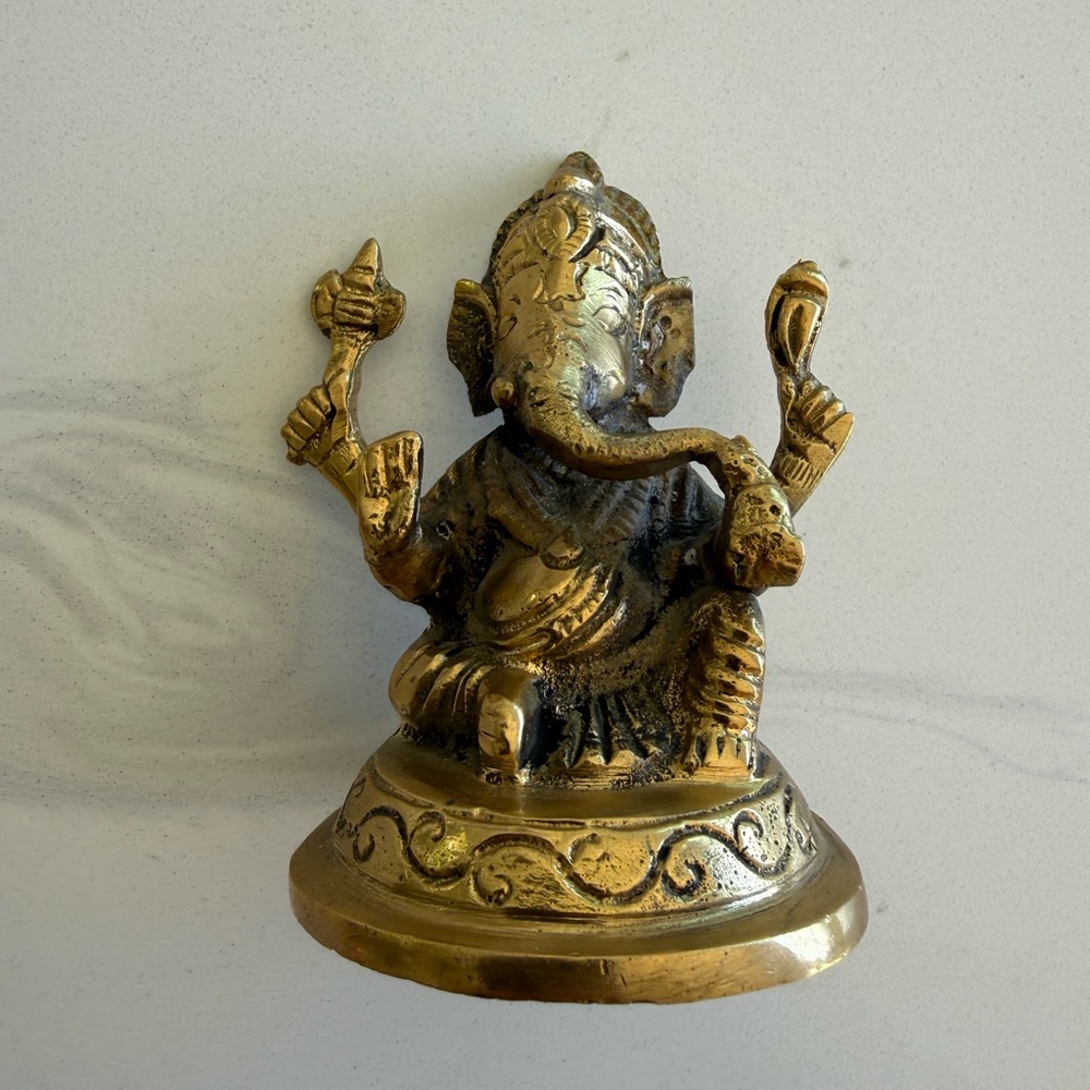 Ganesh 4” Brass Decorative Elephant Figurine
